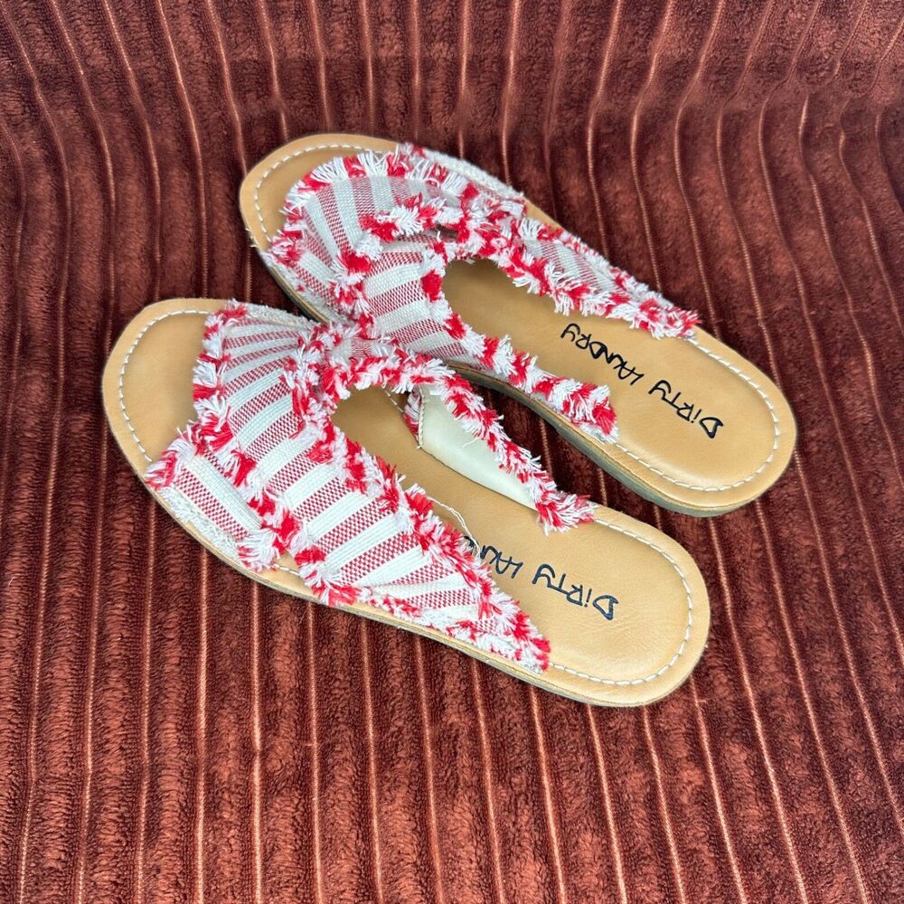 Dirty Laundry Womens sandal size 6 canvas summer red cream